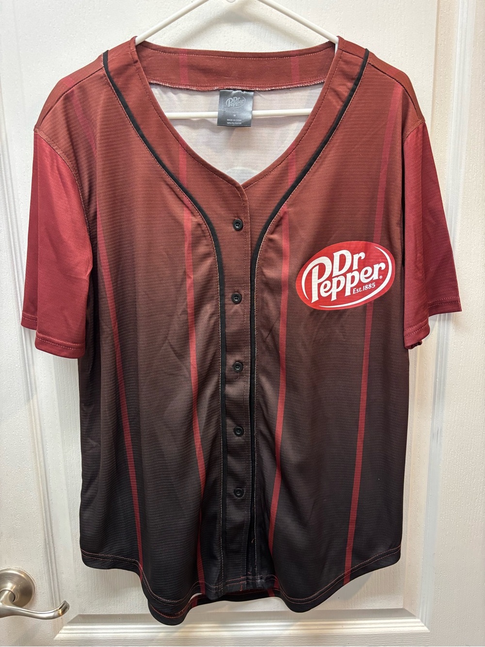 Unisex Dr Pepper Red & Black Baseball Jersey Size Medium